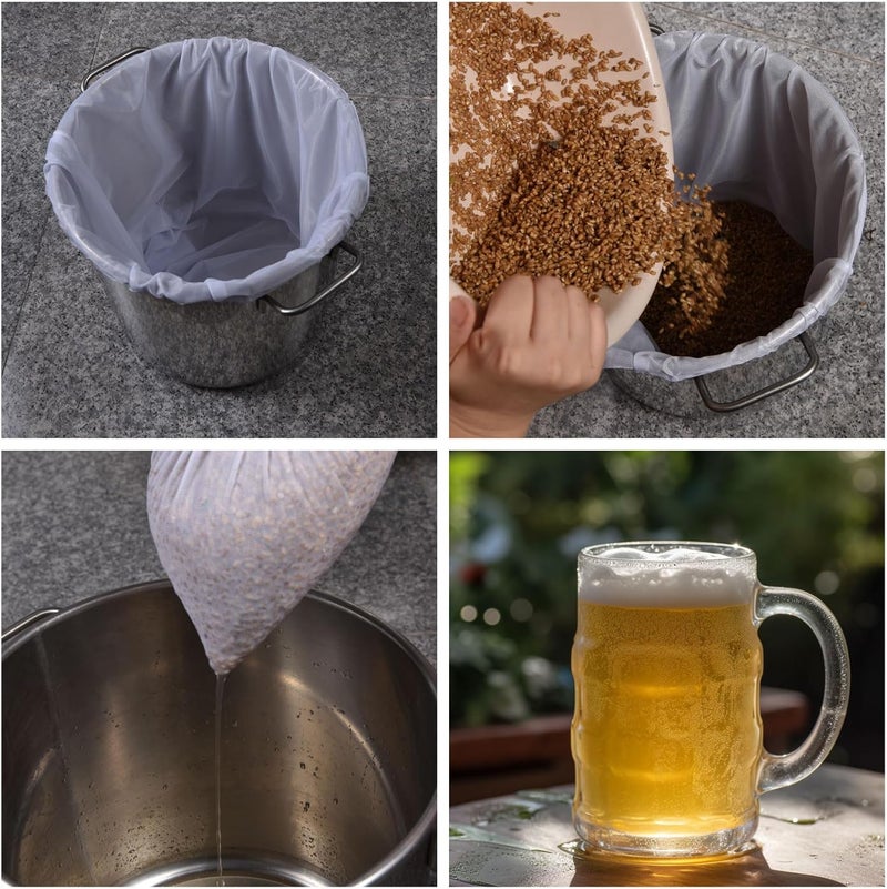 SANTOW Brew Bags, Mesh Strainer Bag, Reusable Mesh Bag for Home Brewing, 2 Pack Extra Large Filter Bag for Beer, Nut, Milk, Cold Brew, Fruit Wine Press Drawstring Straining Brew in a Bag (26" x 22") - Image 5